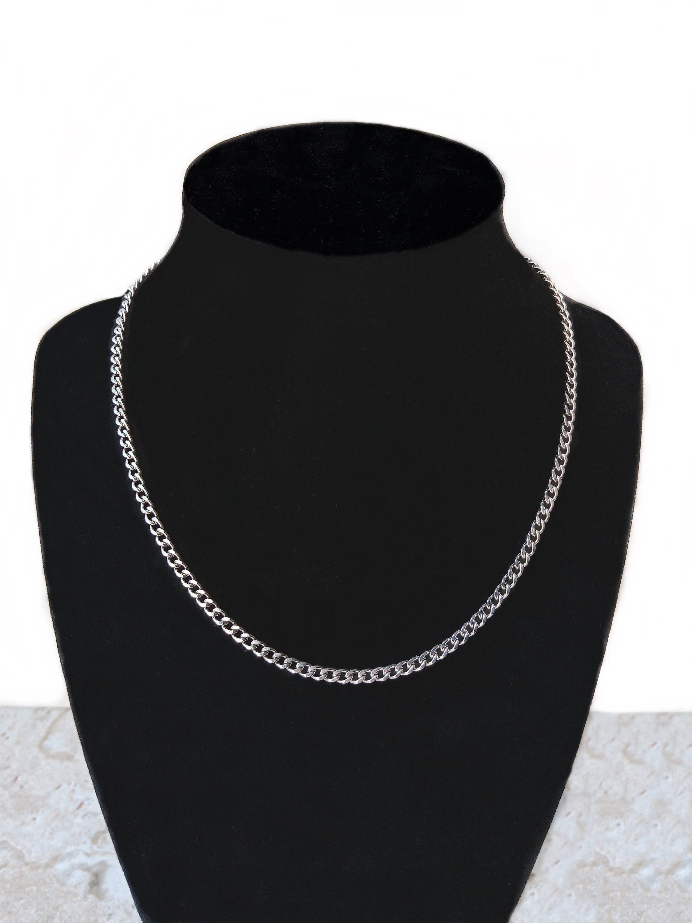 3.5mm Silver Shiny Color Stainless Steel Elegant Cuban Necklace Bracelet Chain Unisex Customisable Size Fine Jewelry Tarnish Resistant